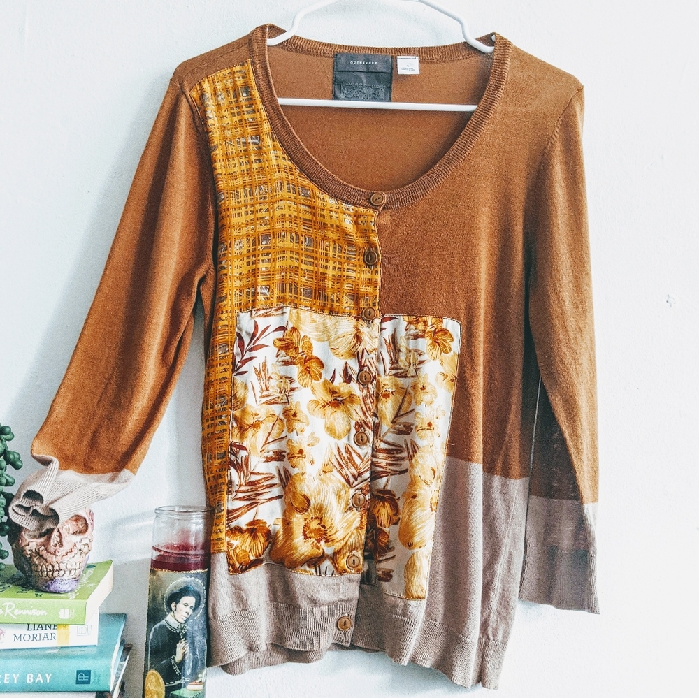 Guinevere Goldenrod Silk Patchwork Cardigan Top